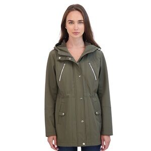 Laundry by Shelli Segal olive green zip-up trench coat, item from JM Collection